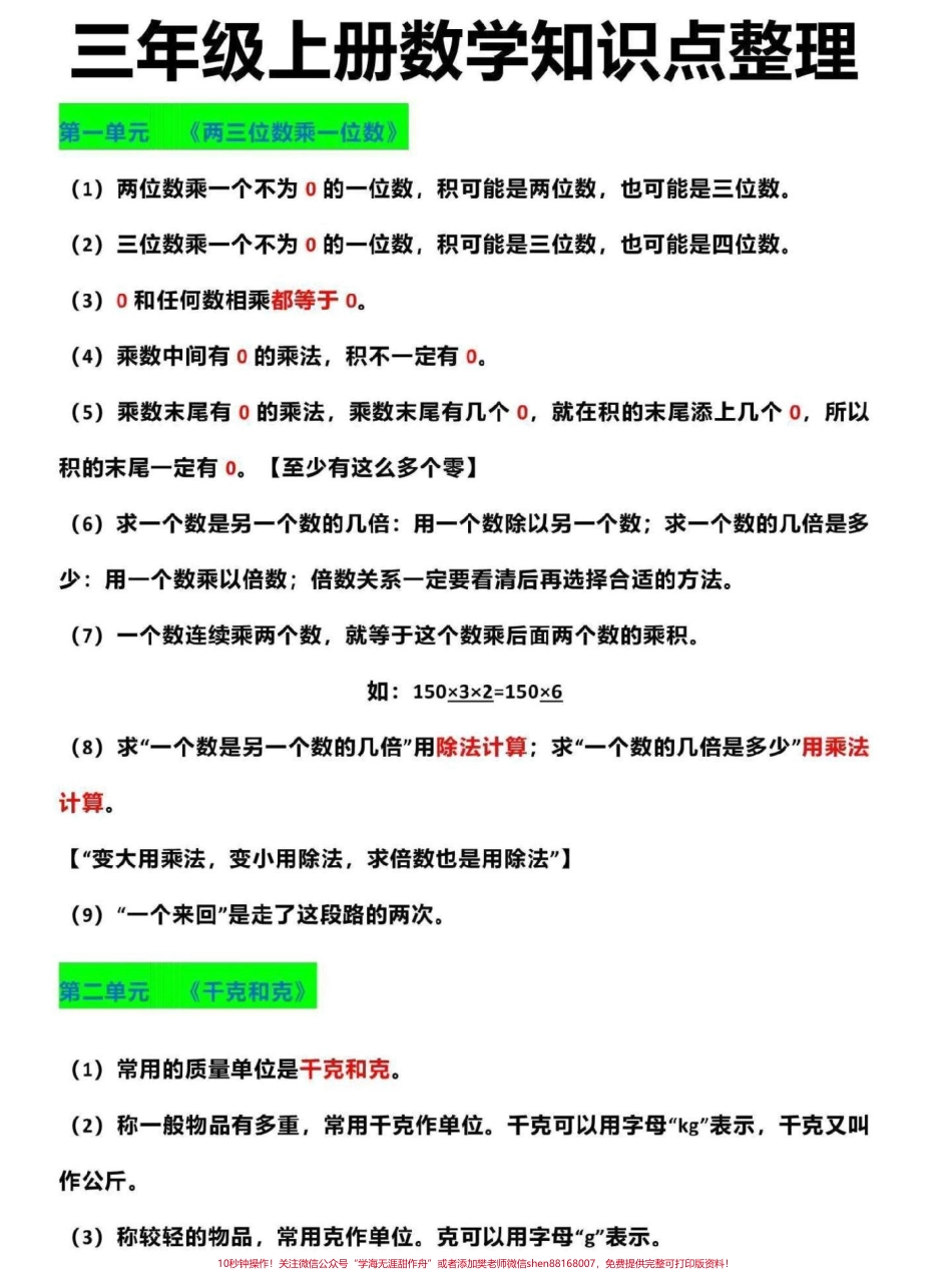三年级上册数学知识点梳理这份三年级上册数学知识点梳理整理了全书知识点家长可打印一份给孩子熟记复习巩固#三年级 #家长收藏孩子受益 #三年级上册 #三年级数学 #寒假来了.pdf_第1页