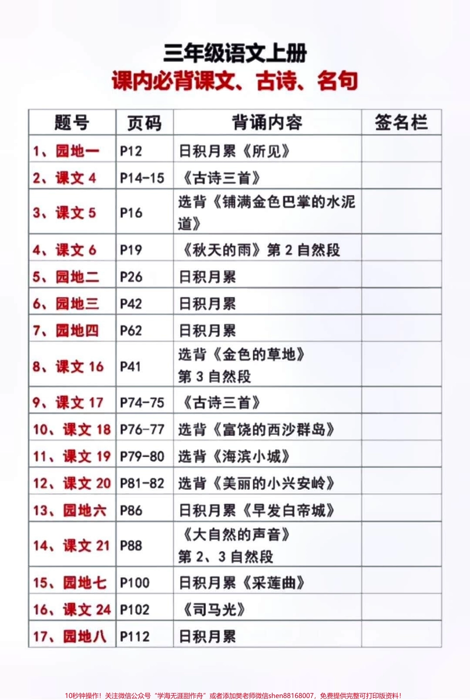 三年级上册语文必背古诗课文日积月累汇总#小学知识点归纳 #知识点总结 #学习 #小学语文资料分享 #三年级语文.pdf_第1页