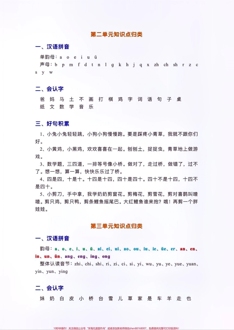 部编版一年级上册语文1-8单元基础知识点归纳总结需要的家长收藏打印#家长收藏孩子受益 #教育 #每天学习一点点 #知识分享.pdf_第2页