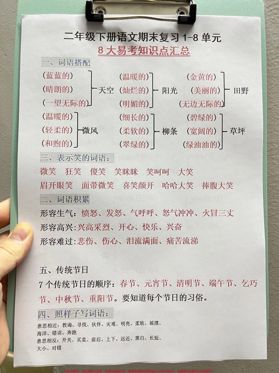 二年级下册语文期末复习资料其中精选了8个必背考点的汇总这份资料是老师精心整理的涵盖了二年级下册语文期末1-8单元的必背考点我们建议家长将其打印出来让孩子阅读、背诵以帮助孩子更好地复习和备考#二年级语文下册 #二年级 #二年级下册语文 #二年级语文 #家长必备.pdf_第2页