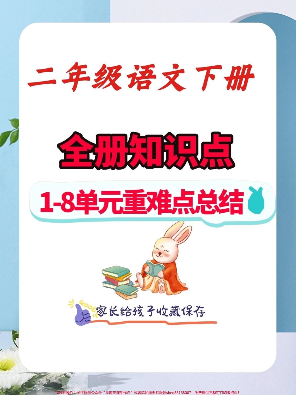 二年级语文下册全册知识点总结二年级语文下册全册知识点1-8单元重难点总结#全册知识点#二年级#二年级语文下册 #知识分享 #家长收藏孩子受益.pdf_第1页