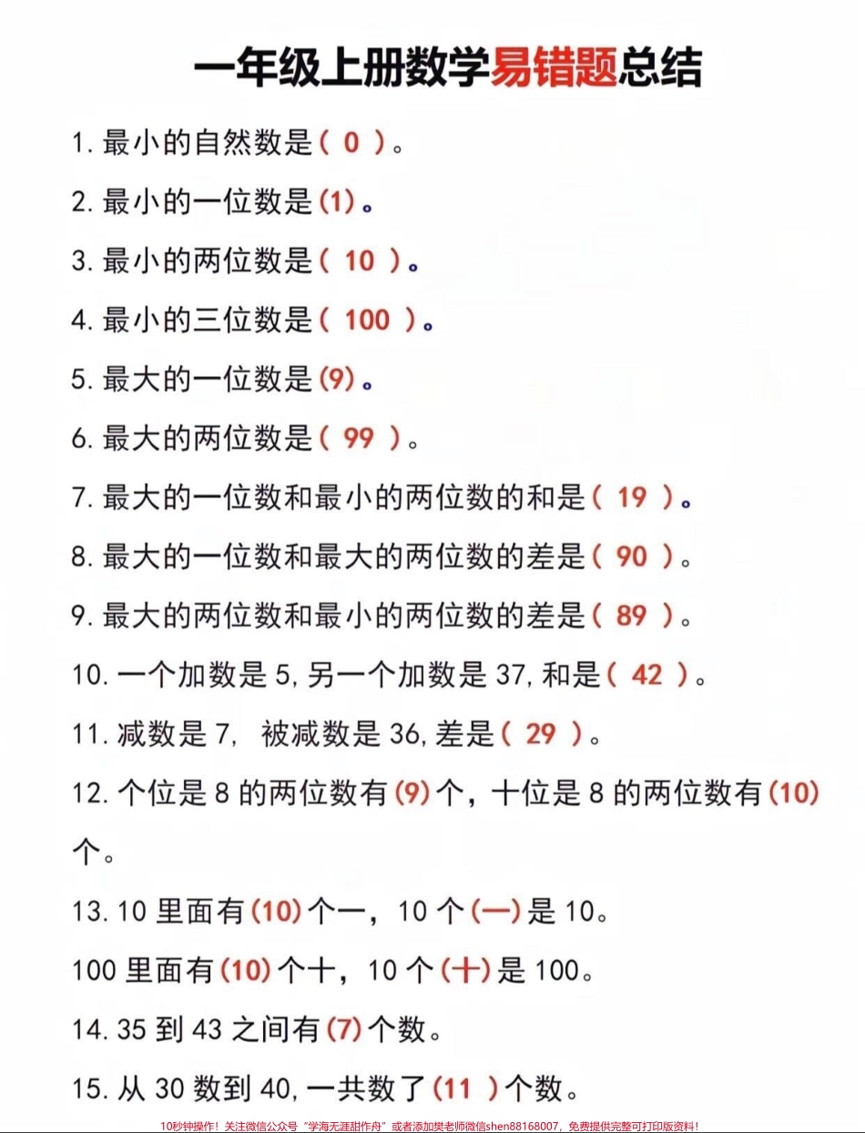 #知识点总结 #一年级 #必考考点 #期中考试.pdf_第1页