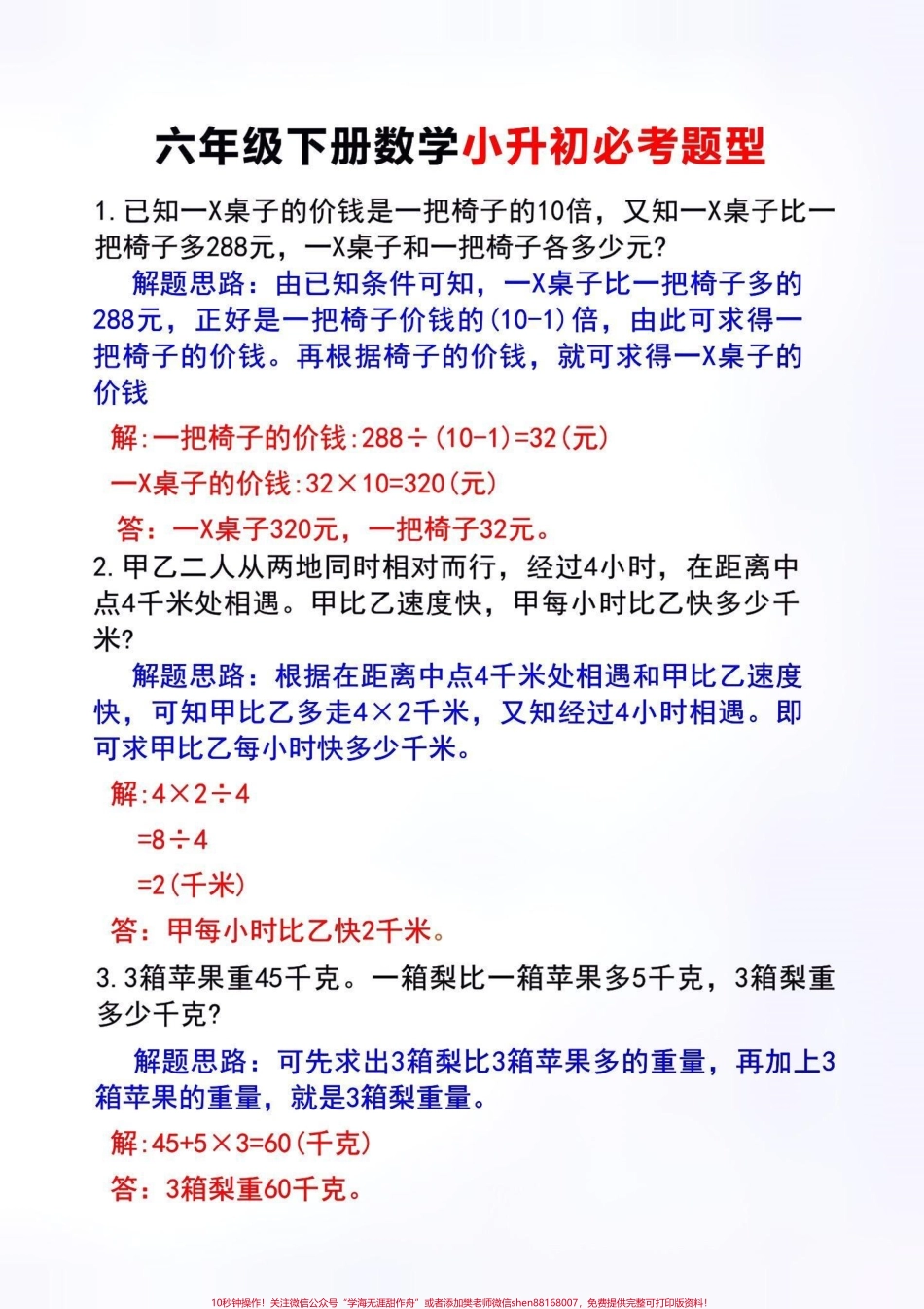 小升初六年级下册数学必考题#创作灵感 六年级下册数学常考题型也是必考题目12页题目易失分必须吃透它才能学会举一反三考试无忧！#干货分享 #六年级下册数学人教版 #小升初数学#必考考点.pdf_第2页