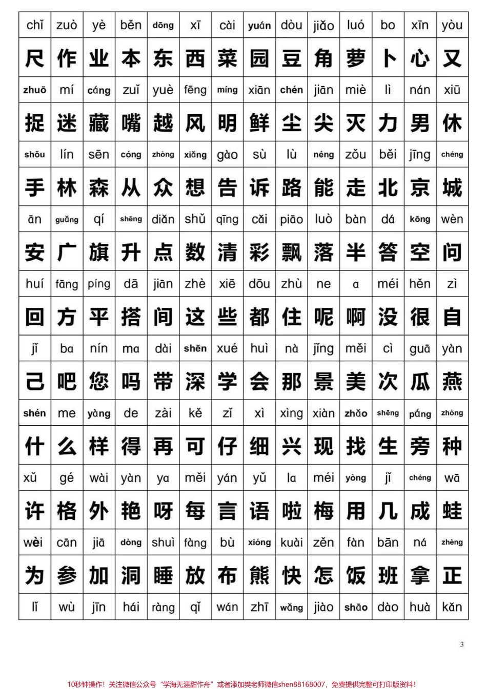 一年级上册语文生字表及偏旁部首九月份升一年级必备#一年级新生 #一年级 #学习资料 #家长收藏孩子受益.pdf_第3页