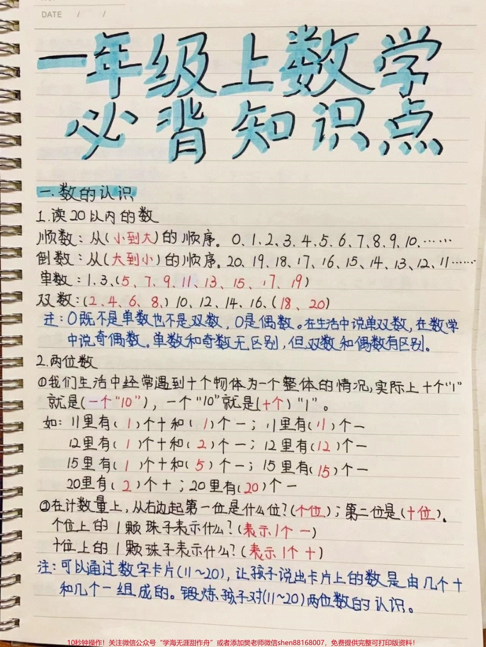 一年级数学上必背知点一年级数学知识总结都在这了吃透这几张绝对拿高分学习会抓重点掌握要点事半功倍#一年级数学 #期末复习 #一年级 #期末考试 #家长收藏孩子受益.pdf_第2页