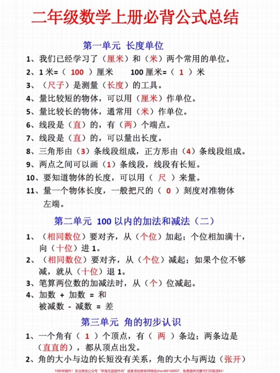二年级上册数学必背公式总结#一升二 #二年级上册数学 #知识点总结.pdf_第1页