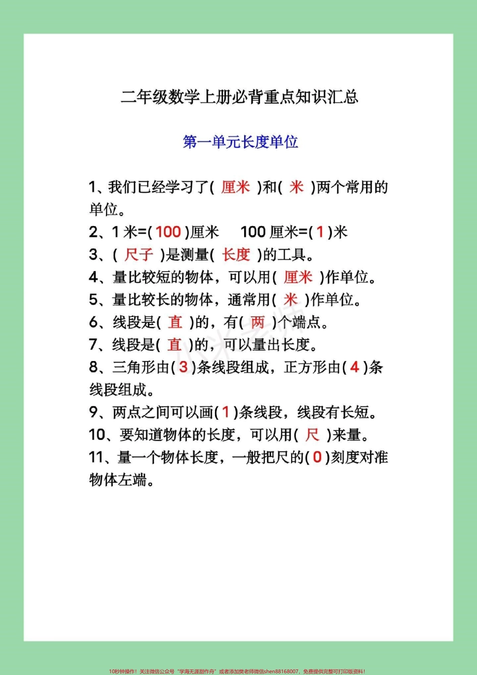 #二年级数学#必背重点 #暑假作业 家长一定要为孩子保存都是重点.pdf_第2页