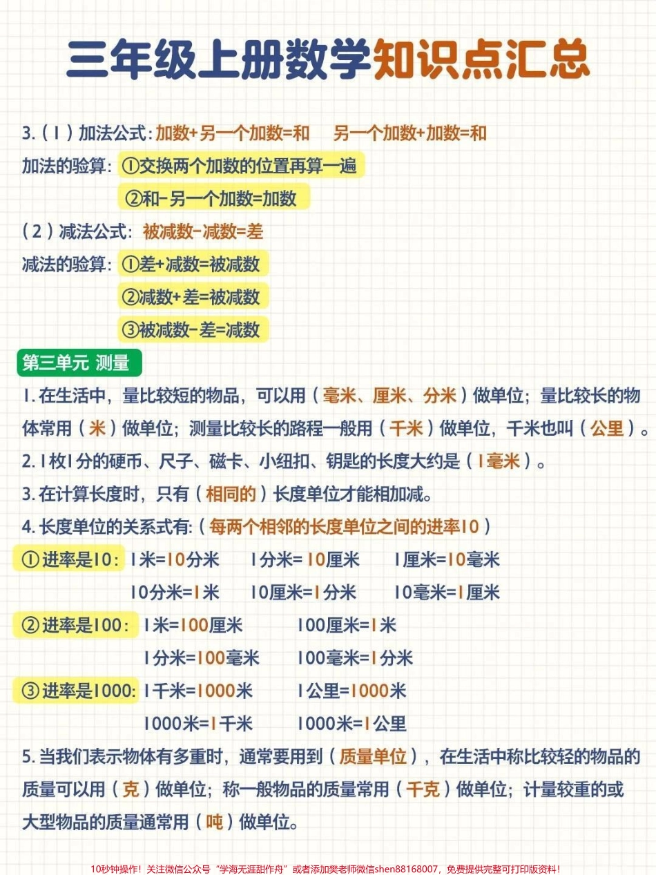 三年级上册数学知识重点汇总#小学数学.pdf_第2页