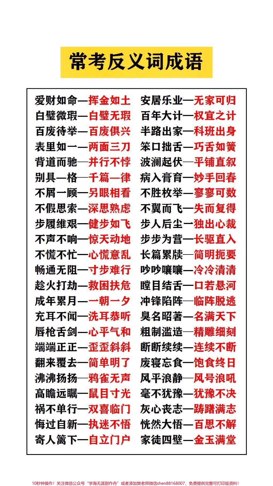 常考反义词成语替孩子保存起来吧！#成语.pdf_第1页