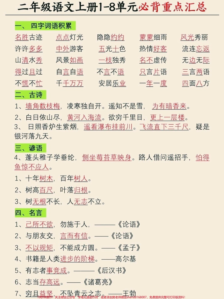 二年级语文1-8单元知识重点#小学语文 #知识点总结 #期末复习.pdf_第1页
