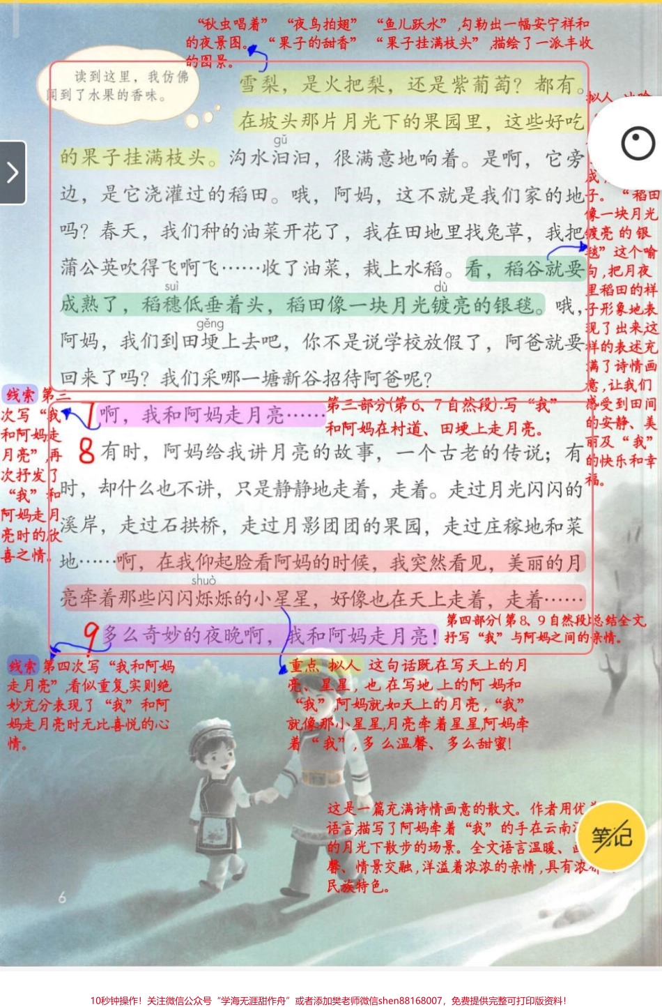 #4年级上册语文课堂笔记第2课走月亮.pdf_第2页