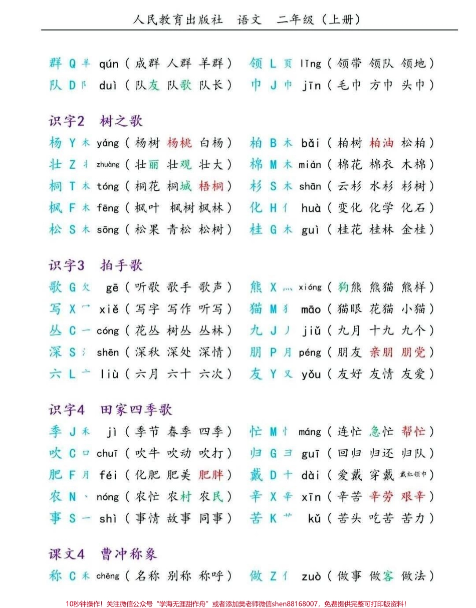 二年级上册语文生字组词.pdf_第2页
