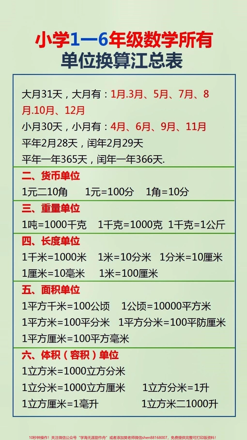 数学单位换算表#小学数学.pdf_第1页