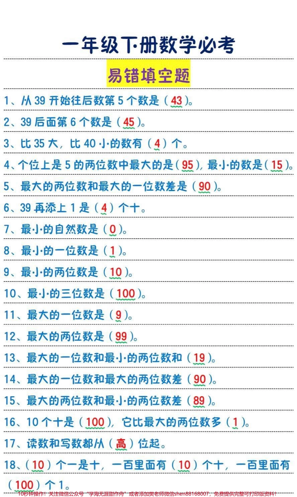 一年级下册数学易错题#教育 #一年级 #家长收藏孩子受益 #涨知识 #数学.pdf_第1页