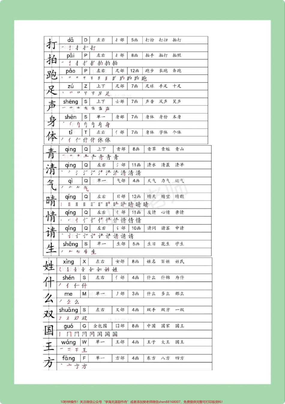 #一年级 #一年级语文 #生字 #笔顺 #组词 家长为孩子保存练习可打印.pdf_第3页
