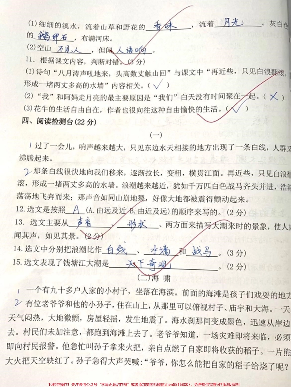 四年级上册语文第一单元测试#知识分享 #教育 #学习 #干货 #四年级.pdf_第3页