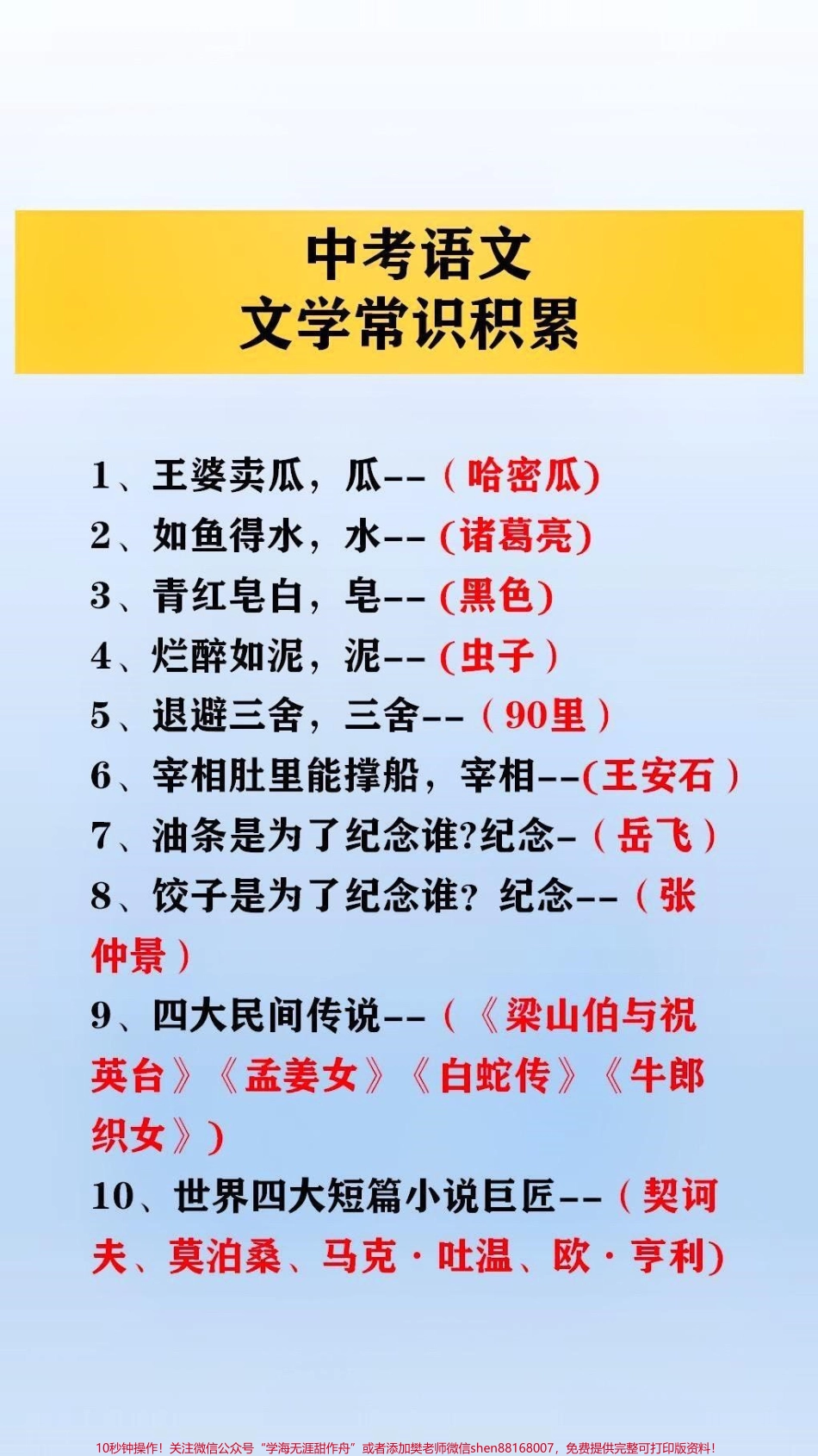 中考语文文学常识积累#文学常识 #抖音618好物节.pdf_第1页