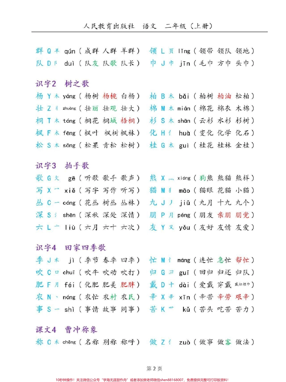 二年级上册语文全册生字表组词#知识点总结 #小学知识点归纳 #教育.pdf_第2页