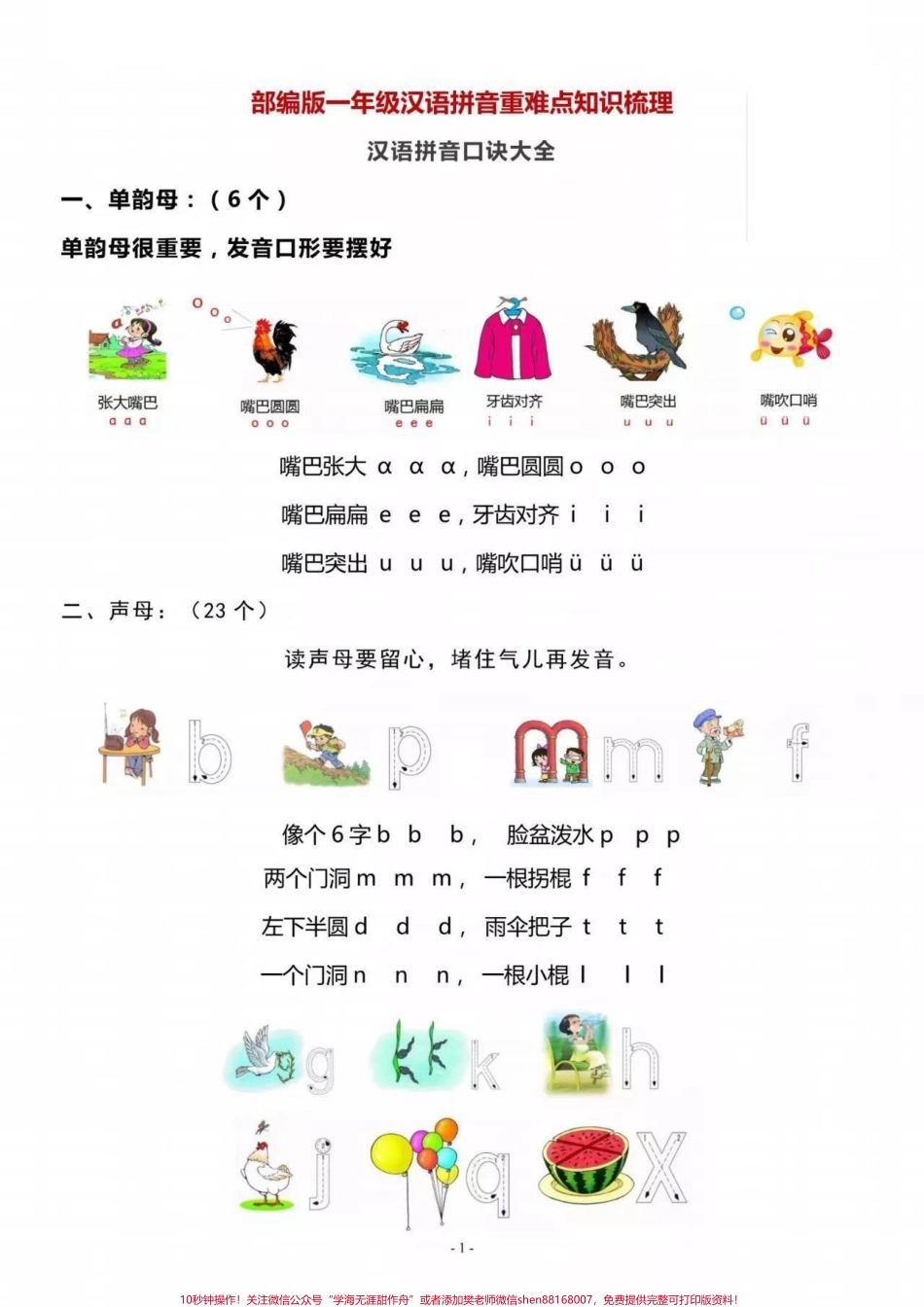 一年级汉语拼音重难点知识梳理喜欢收藏♥️关注哦.pdf_第1页