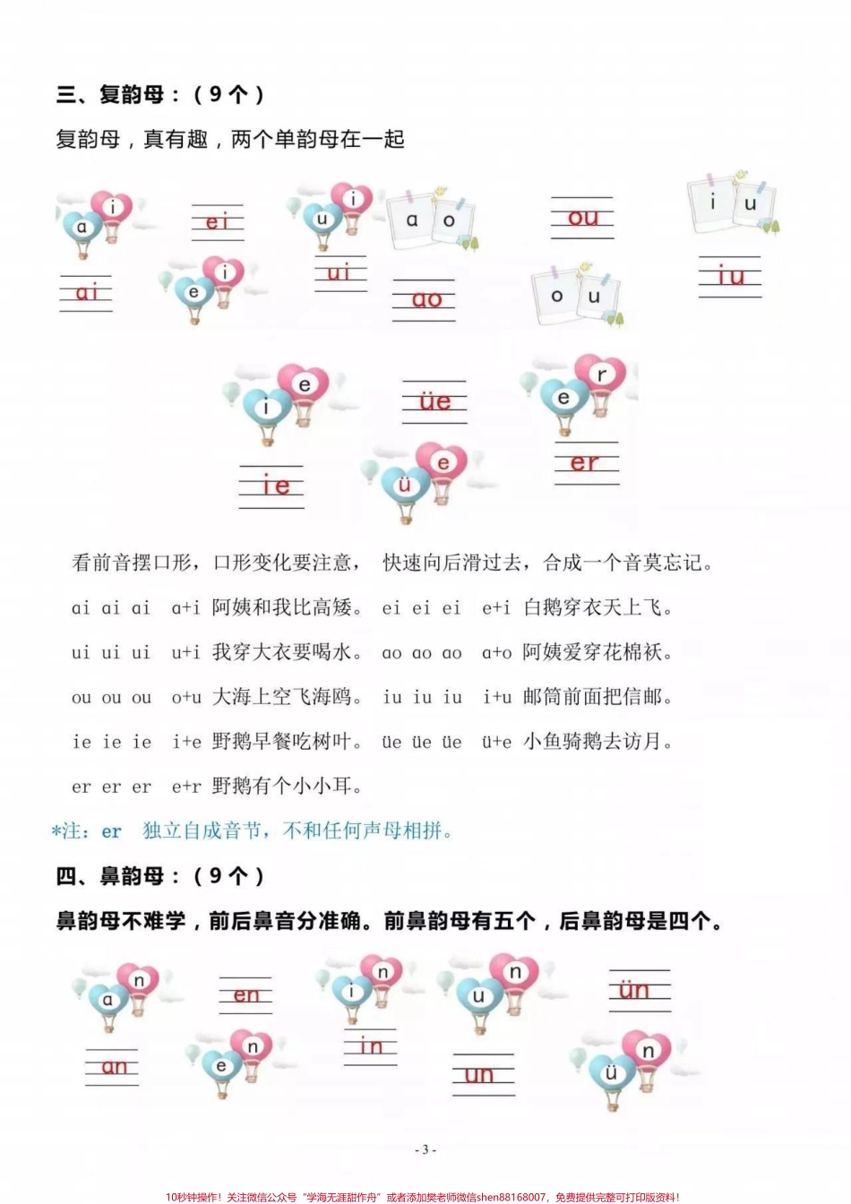 一年级汉语拼音重难点知识梳理喜欢收藏♥️关注哦.pdf_第3页