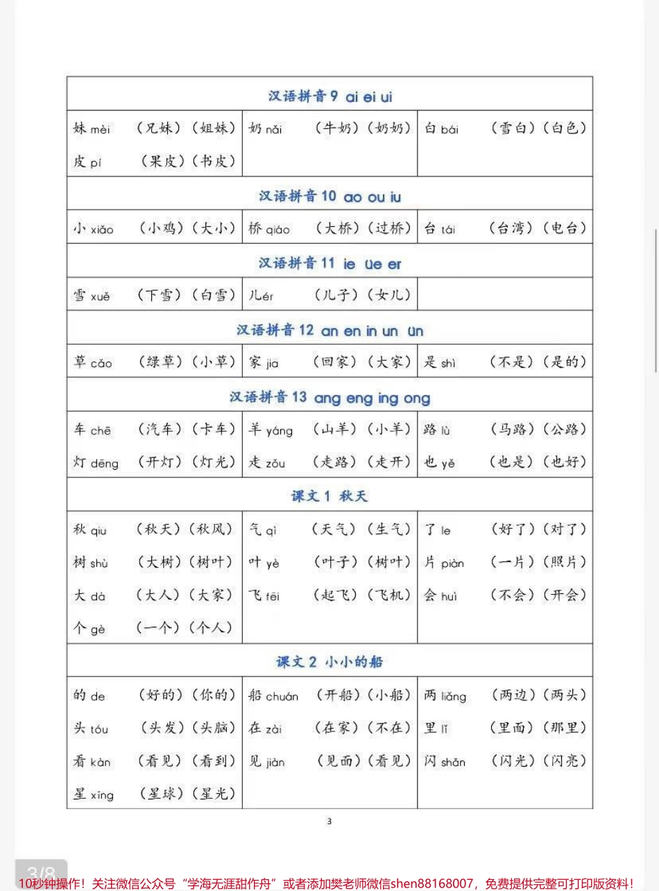 一年级上册会认字及组词家长收藏❤️孩子受益.pdf_第3页