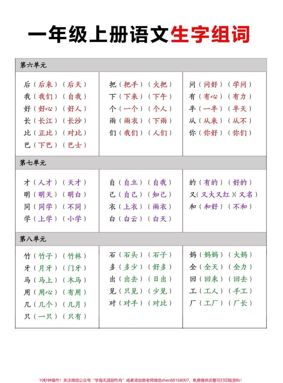 一年级上册语文生字组词家长收藏♥️关注.pdf_第3页