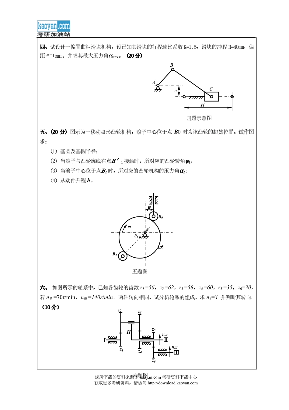 2011年昆明理工大学810机械原理考研试题.pdf_第3页