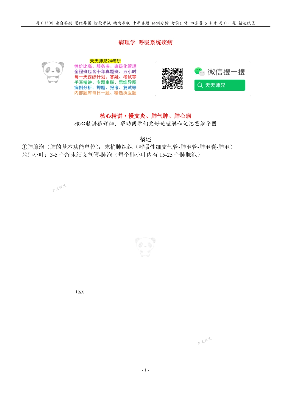2024天天师兄病理 PDF讲义 无水印打印版本 汇总.pdf_第1页