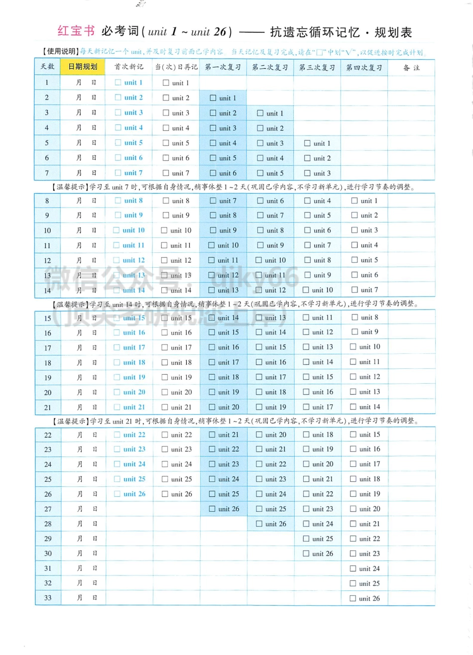 2024考研词汇红宝书 抗遗忘循环记忆 规划表(1).pdf_第2页
