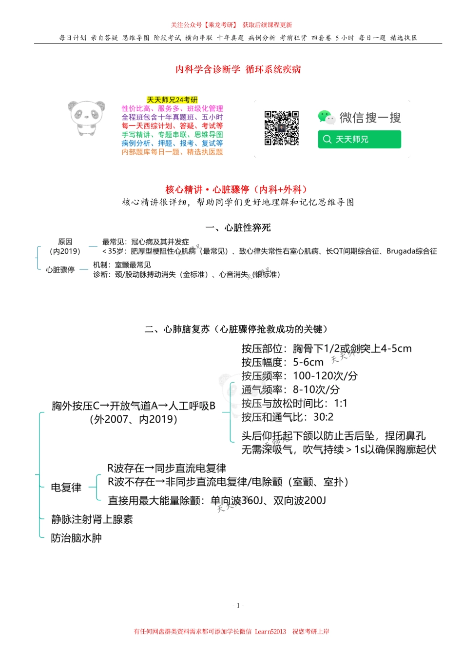 填空式讲义：内科+外科 心脏骤停 核心-导图-真题-串联 天天师兄24考研 冲.pdf_第1页
