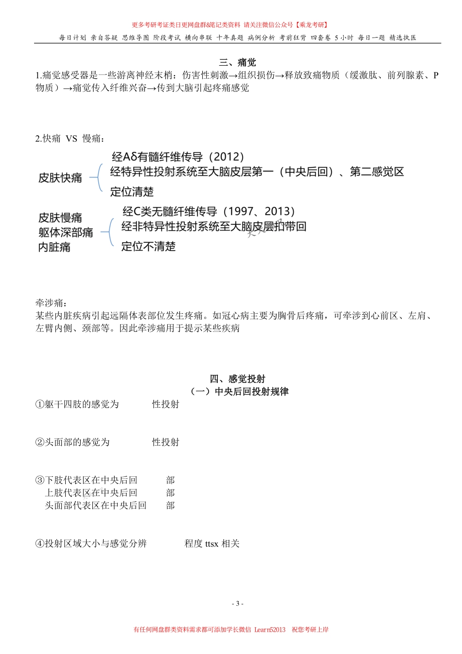 填空式讲义：生理 其它感觉 核心-导图-真题-串联 天天师兄24考研 冲.pdf_第3页