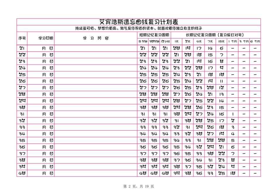 艾宾浩斯复习计划表.pdf粉色.pdf_第2页
