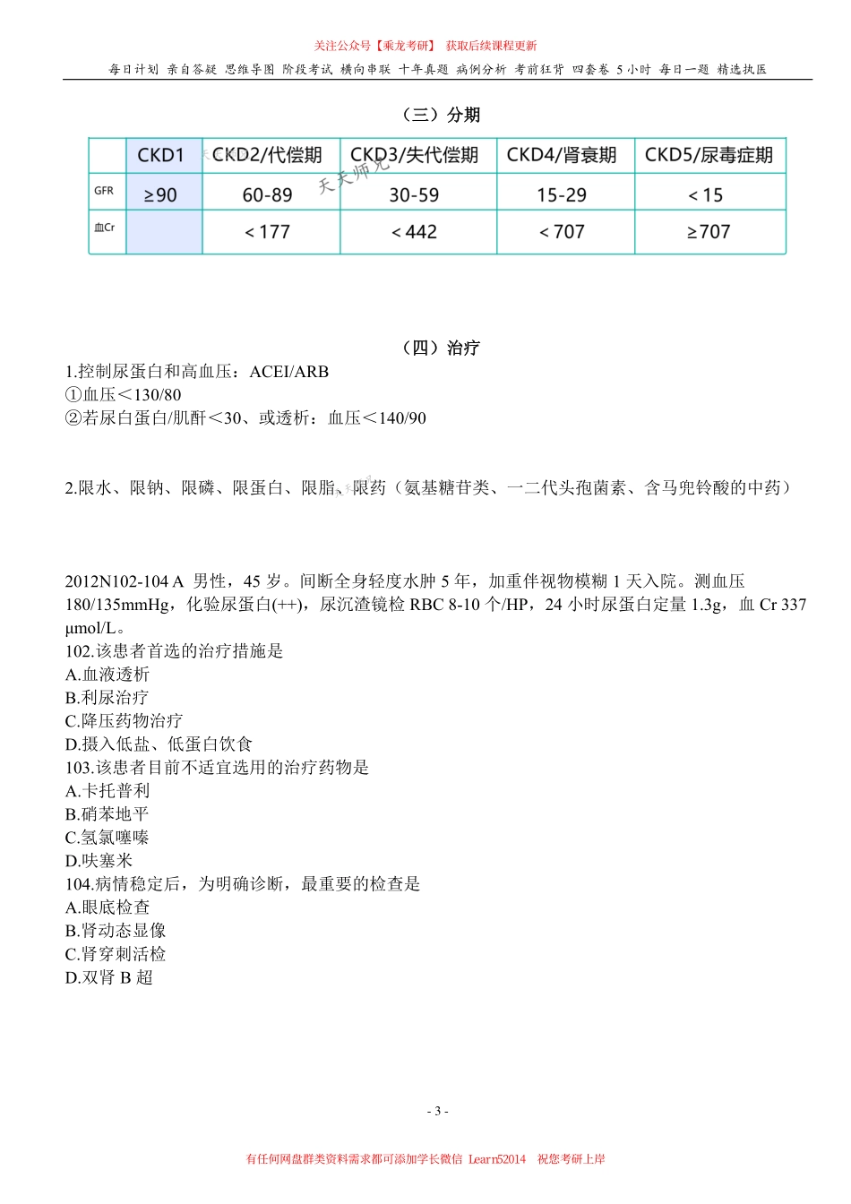 填空式讲义：内科 肾衰竭 核心-导图-真题-串联 天天师兄24考研 冲.pdf_第3页
