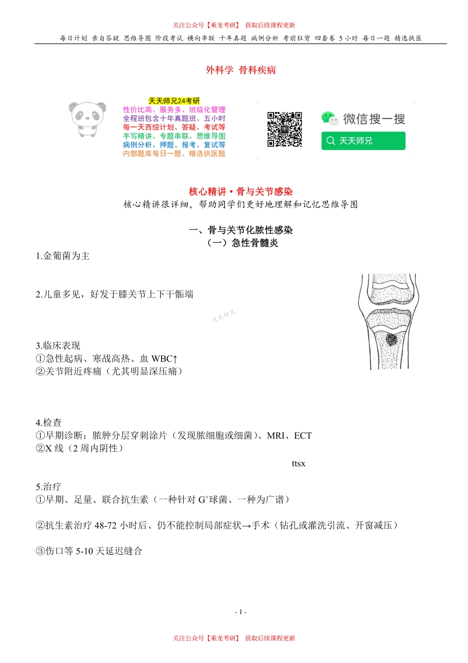 填空式讲义：外科 骨与关节感染 核心-导图-真题-串联 天天师兄24考研 冲.pdf_第1页