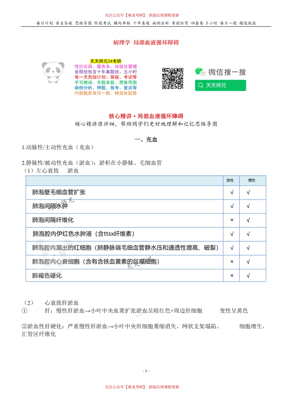 填空式讲义：病理 局部血液循环障碍 核心-导图-真题-串联 天天师兄24考研 冲.pdf_第1页