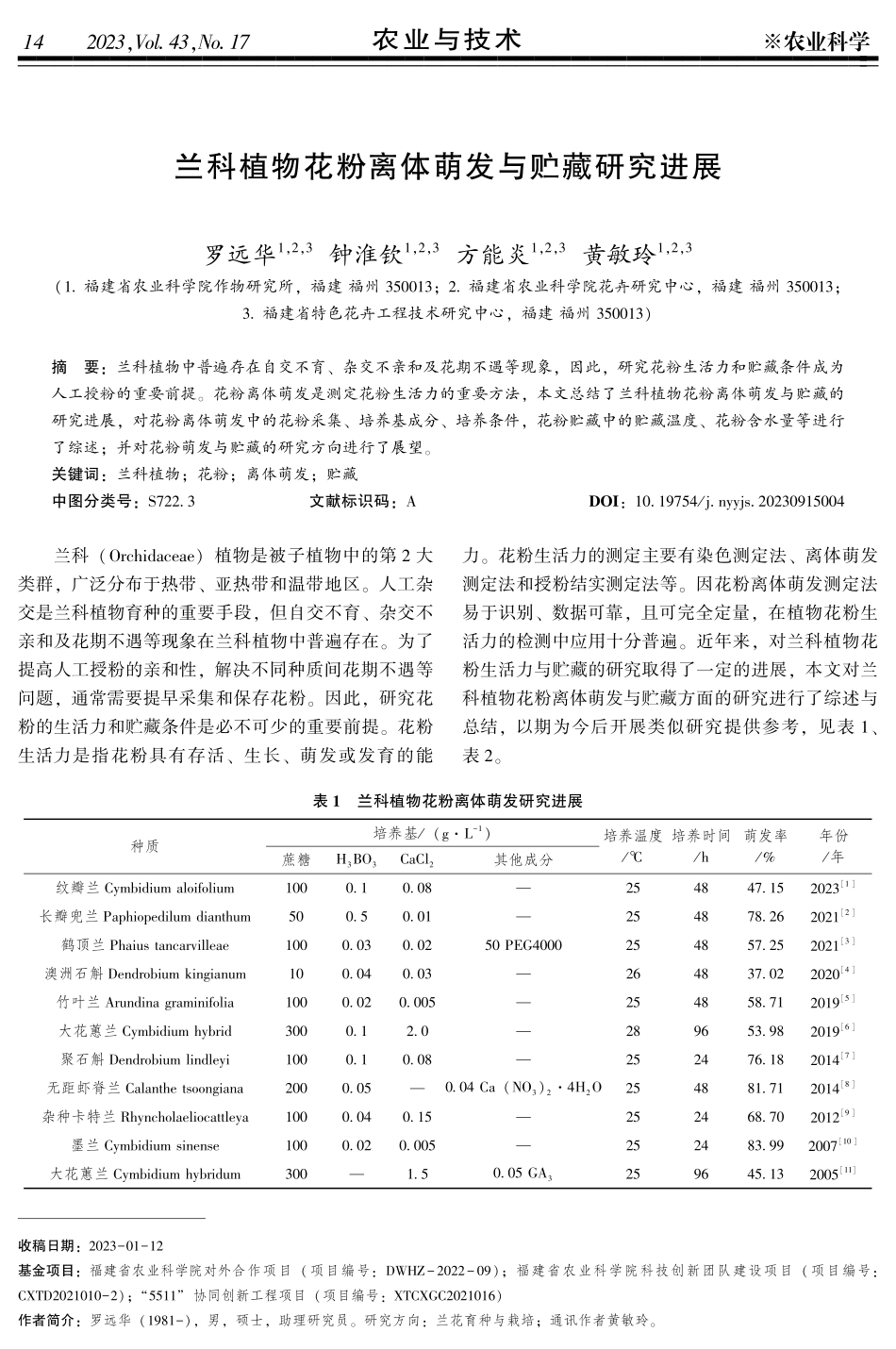 兰科植物花粉离体萌发与贮藏研究进展.pdf_第1页