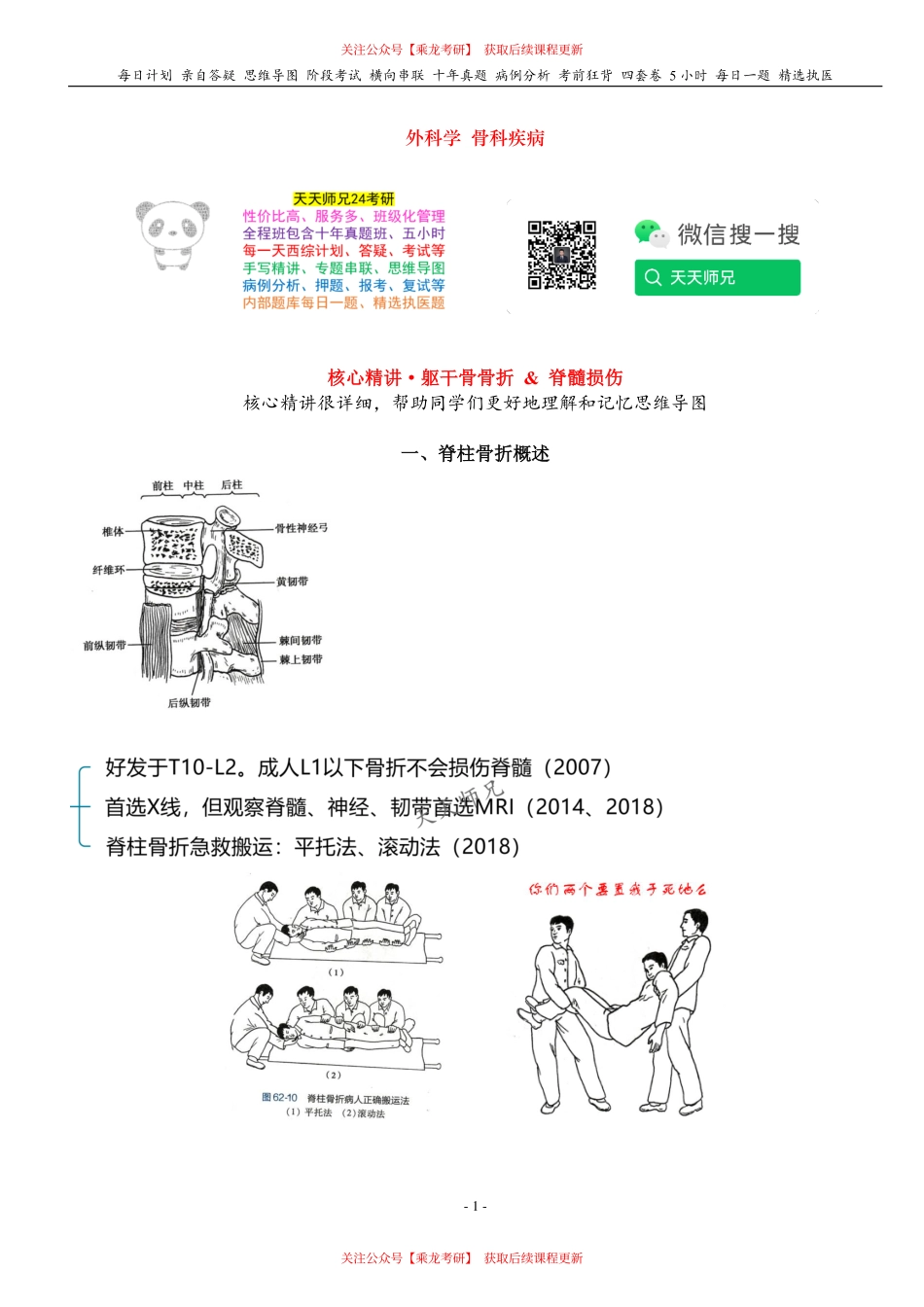 填空式讲义：外科 躯干骨骨折 & 脊髓损伤 核心-导图-真题-串联 天天师兄24考研 冲.pdf_第1页