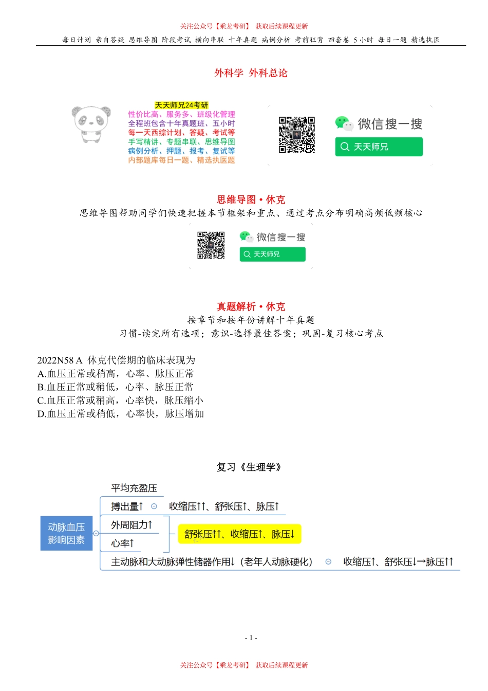 填空式讲义：外科 休克 核心-导图-真题-串联 天天师兄24考研 冲.pdf_第1页