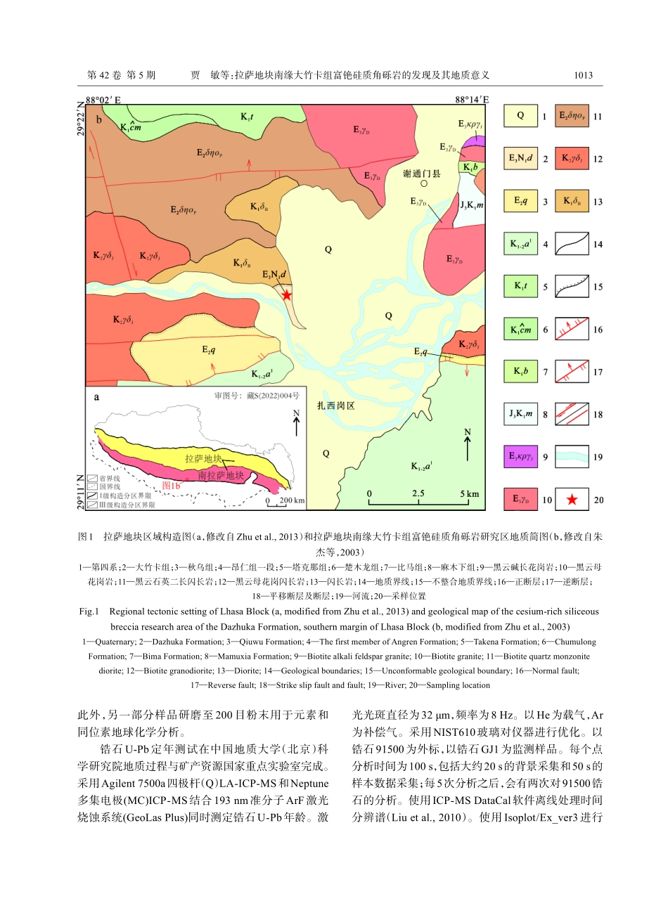 拉萨地块南缘大竹卡组富铯硅质角砾岩的发现及其地质意义.pdf_第3页