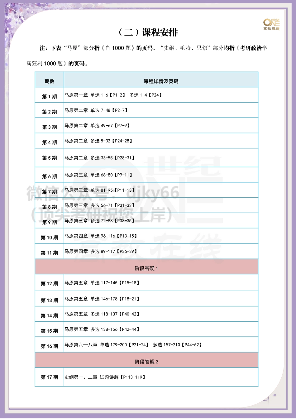 【课表】学霸1000题刷题班课程表[世纪高教在线]免费分享考研资料(1).pdf_第2页