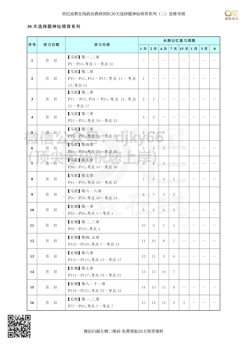 【领背计划】考研政治30天选择题领背课程 领背计划表[世纪高教在线]免费分享考研资料(1).pdf_第2页
