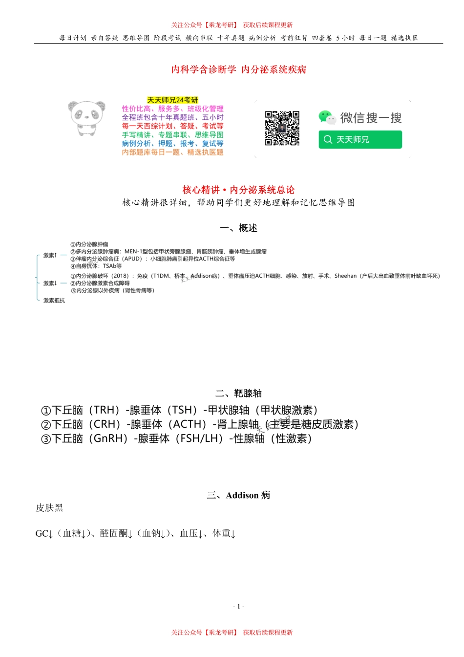 填空式讲义：内科 内分泌系统总论 核心-导图-真题-串联 天天师兄24考研 冲.pdf_第1页