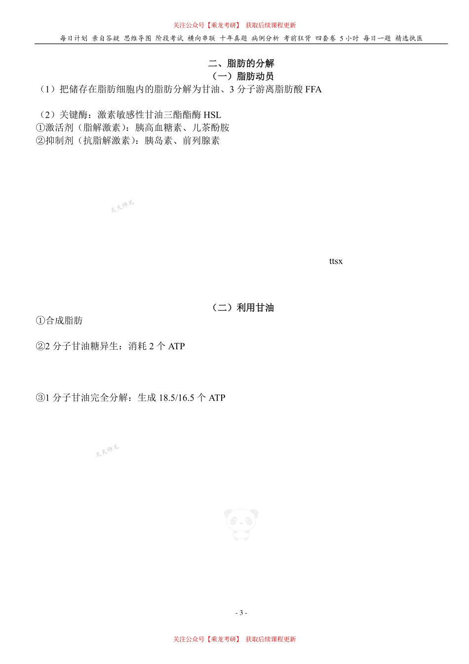 填空式讲义：生化 脂肪代谢 核心-导图-真题-串联 天天师兄24考研 冲.pdf_第3页