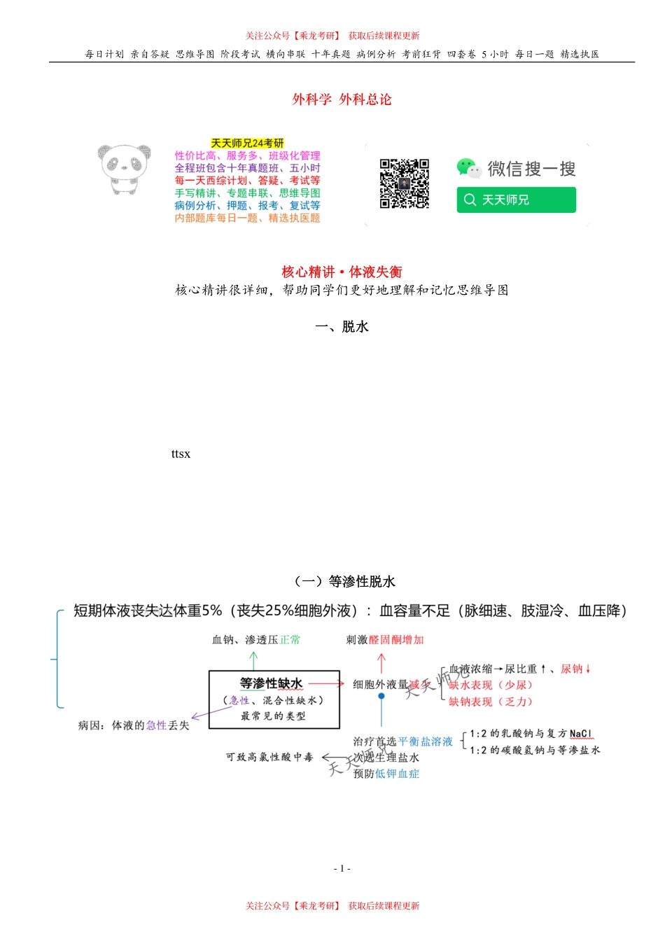 填空式讲义：外科 体液失衡 核心-导图-真题-串联 天天师兄24考研 冲.pdf_第1页