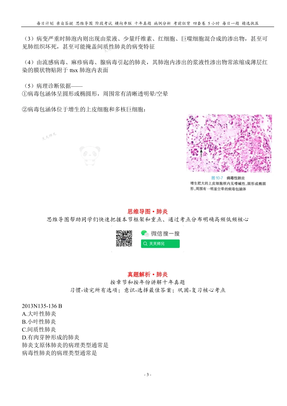 填空式讲义：病理 肺炎 核心-导图-真题-串联 天天师兄24考研 冲.pdf_第3页