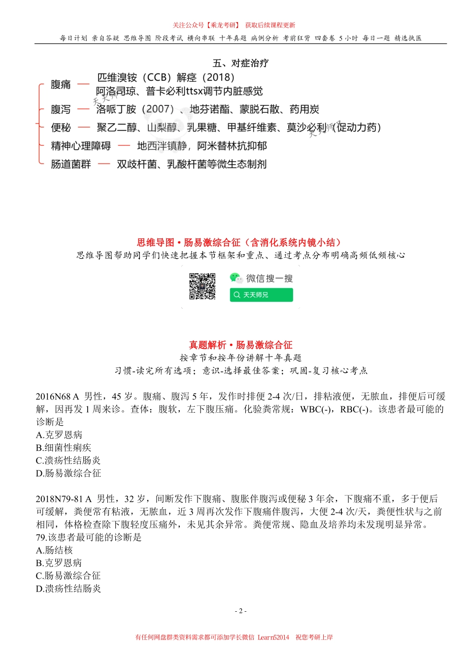 填空式讲义：内科 肠易激综合征 核心-导图-真题-串联 天天师兄24考研 冲.pdf_第2页