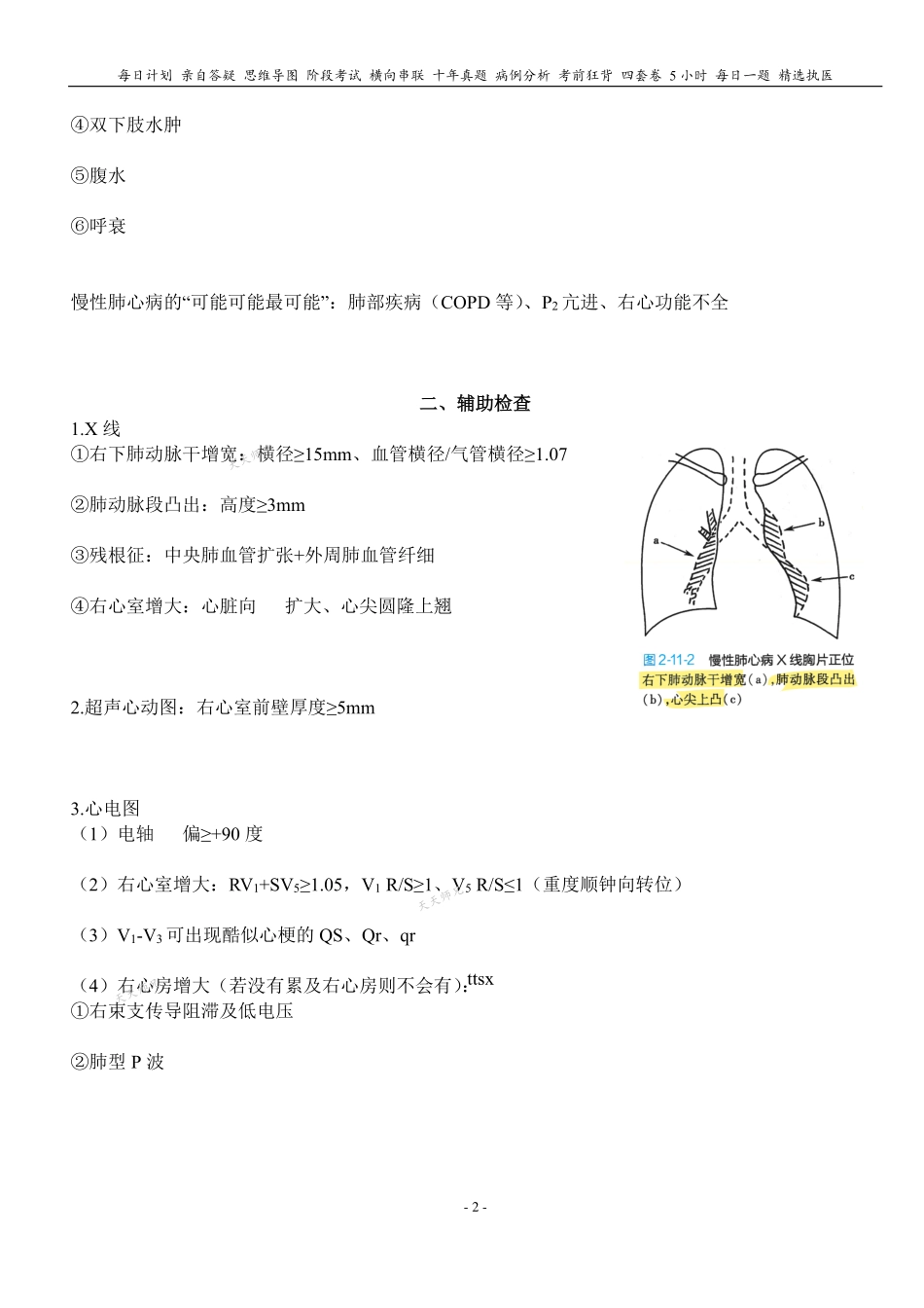 填空式讲义：内科含诊断 慢性肺心病 核心-导图-真题-串联 天天师兄24考研 冲.pdf_第2页