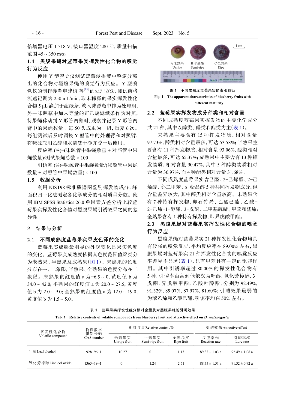 蓝莓果实挥发物对黑腹果蝇的引诱效果研究.pdf_第3页