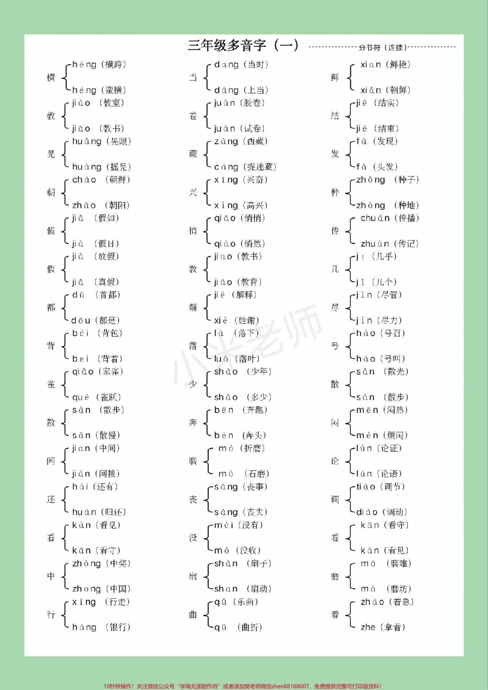 #家长收藏孩子受益 #三年级语文#多音字 家长为孩子保存学习.pdf_第2页
