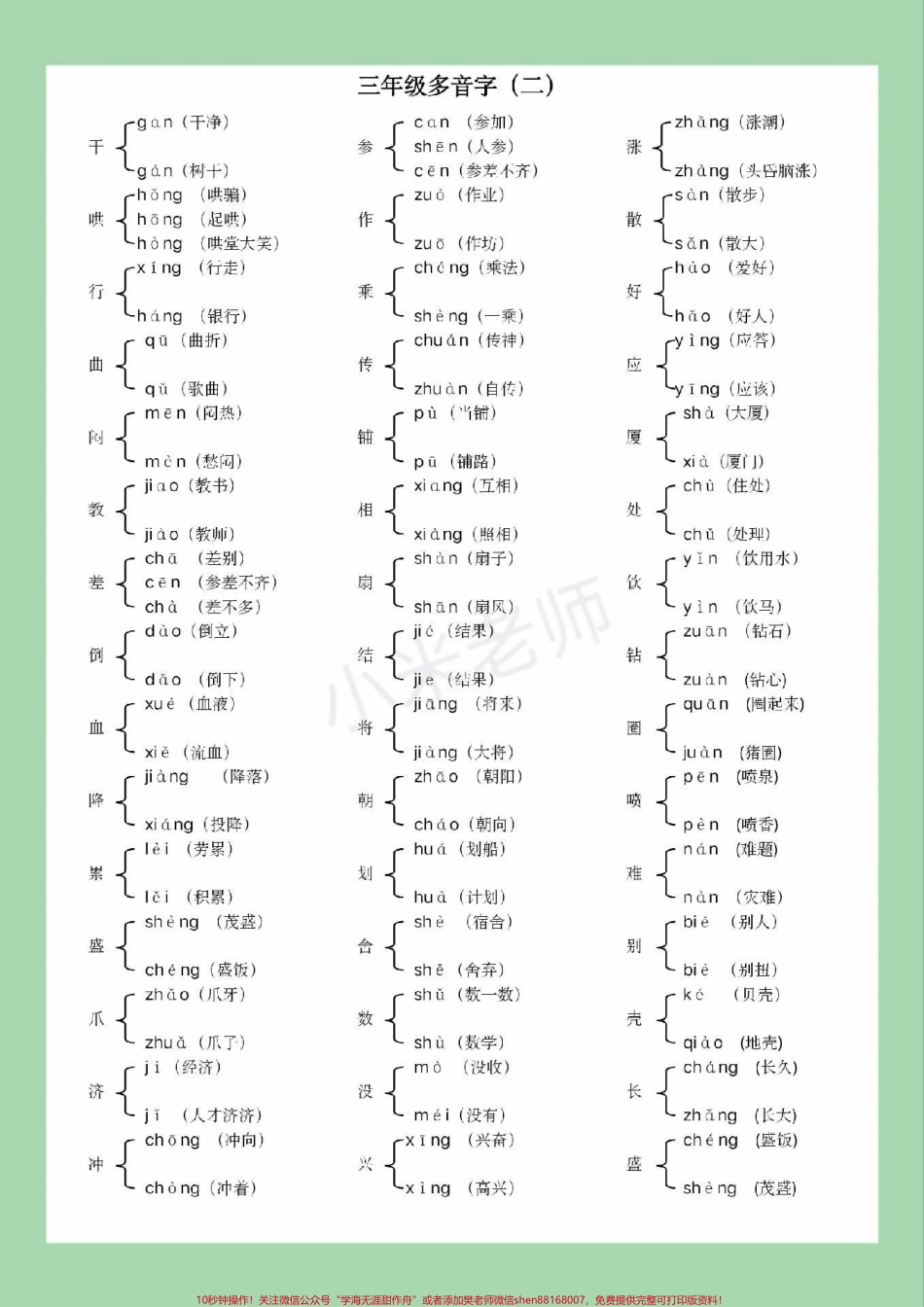 #家长收藏孩子受益 #三年级语文#多音字 家长为孩子保存学习.pdf_第3页